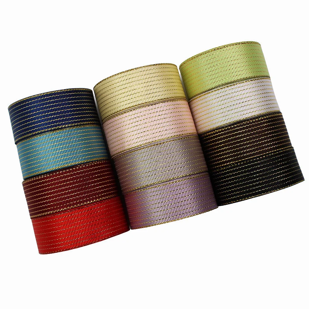 10mm 16mm 25mm 38mm Wholesale Custom Printed Grosgrain Ribbon Gold Foil Printed Ribbon Various Size Colorful Ribbon