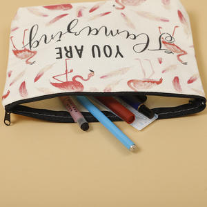 Bolsa de maquillaje de lona de algodón para almacenamiento de artículos de tocador con logotipo personalizado, estuches de lápices de lona con cremallera para bricolaje, neceser de viaje para promoción - Product Image 4