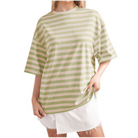 T-shirts d'été à rayures à manches courtes pour femmes Pullover Tops à col en O Harajuku Female Casual Loose Tees 2025 Ladies Basic Shirts