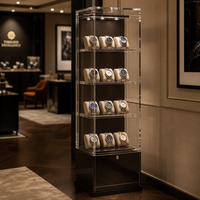 Vitrine de présentation de montres sur pied en acrylique, 8 emplacements, vitrine transparente avec coussin en velours, pour bijouterie, boutique, OEM ODM CALIC