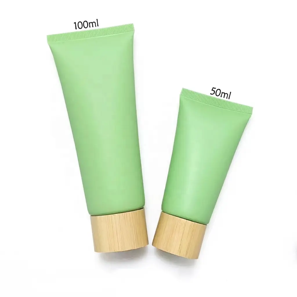 Ready To Ship 50ml 100ml Matte Green Cosmetic Tube Face Wash Bottle With Cap