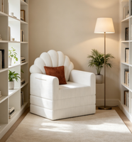 Fauteuil en mousse ultra-douce et compressée, blanc, élégant, pour salon et coin lecture