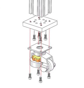 China 80YS OD61.5mm 145x145mm Altura 103 Nivelamento Caster para Extrude <span class=keywords><strong>t</strong></span> Slot Perfil Triangular Placa Superior Série # MSR11-1011 - Product Image 5