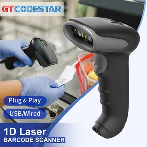 GTCODESTAR 1D Laser Wired Barcode Reader Handhold Barcode Scanner Gun with USB Cable for id card passport POS scanning