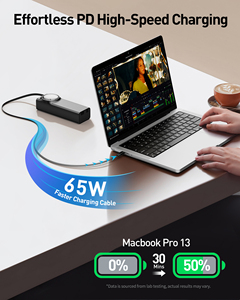 IWALK 20000mAh Super High Capacity <strong>65W</strong> GaN Fast Charging <strong>Power</strong> <strong>Bank</strong> for Laptop with Built-in Stretchable Cable and LED Display - Product Image 3