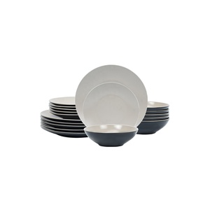 Promotion de septembre : Assiettes et bols de cuisine ronds au design unique, service de vaisselle en céramique, service de vaisselle en grès lisse pour la décoration - Product Image 1