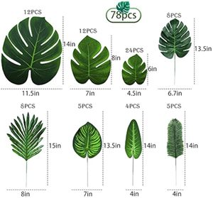 Feuille de palmier verte tropicale artificielle de 7 sortes d'or pour l'affichage seulement - Product Image 1