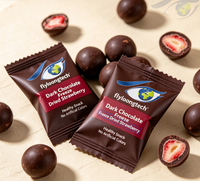 OEM & Lage MOQ Gedroogde Aardbeien Chocoladechips, Fruitchips met Donkere Chocolade Coating