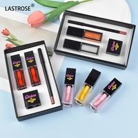 Kit Lèvres 4-en-1 Marque Blanche Végétalien Hydratant Haute Pigmentation Brillant à Lèvres Crème Crayon Contour des Lèvres Crémeux avec Taille-Crayon