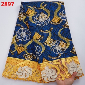 2897 di alta qualità Ankara stampa ricamato pizzo cera vendita calda tessuto africano Ankara con pietre ricamo tessuto cera chimica - Product Image 4
