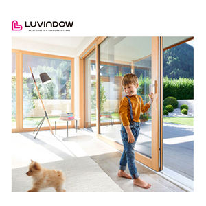 Özel büyük asansör sürgülü kapı ızgara ile üçlü parça giriş veranda dış ahşap çift sürgülü kapı - Product Image 2