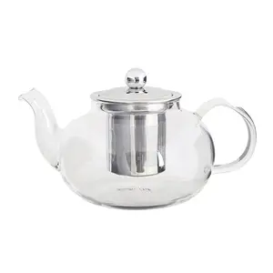 Tetera de té de borosilicato, hecha a mano, con Infusor de acero inoxidable extraíble, aislamiento, resistente al calor, de fábrica