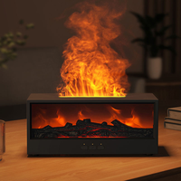 Diffuseur d'huiles essentielles et humidificateur d'ambiance 3D à sept couleurs avec simulation de flamme de cheminée pour bureau