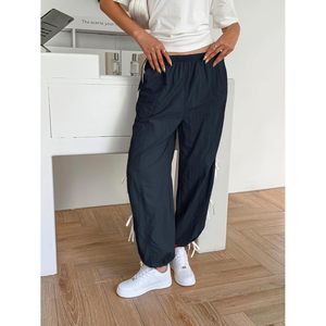 Pantalon de survêtement large pour femme, taille élastique, avec nœud, style Y2K, ample, avec poches, respirant, pour le printemps, tenue décontractée - Product Image 5