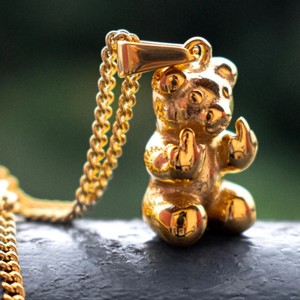 Hip Hop estilo joyería PVD 18K chapado en oro irrespetuoso oso colgante lindo Animal oso encantos para Mujeres Hombres collar pulsera - Product Image 4