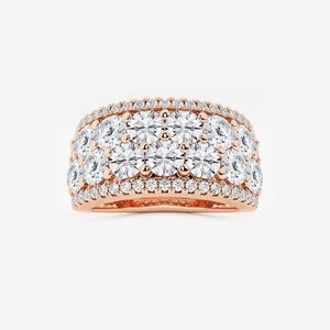 Bague de mode moderne en or 14K 18K avec diamants de laboratoire multi-rangs ronds 3 CTW pour femme - Product Image 1