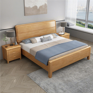 Lit mural moderne en chêne massif, <span class=keywords><strong>prix</strong></span> d'usine, ensembles de chambre à coucher, tailles Queen et King, durables et confortables pour appartement en <span class=keywords><strong>location</strong></span> - Product Image 1