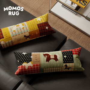 Cojín MOMOS RUG Patchwork Pony para sofá, rectangular, largo, de algodón y terciopelo, para oficina, coche, decoración del hogar - Product Image 1