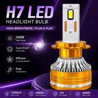 Ampoule de phare LED H7 150W 12V en aluminium doré H1 H4 H8 H9 H11 9005 9006 9012 pour voiture – Vente en gros