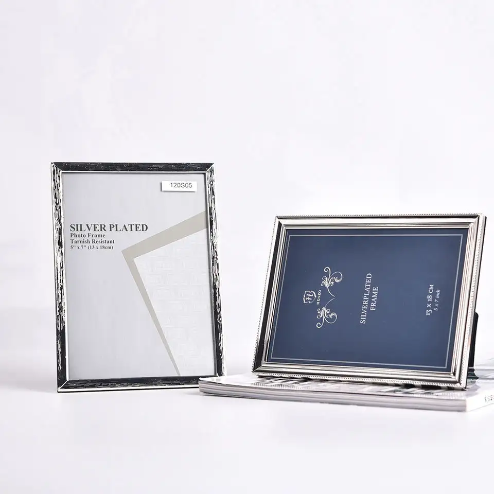 Latest Design Tabletop Stand 5x7 Sterling Metal Satin glossy Silver Picture Photo Frame