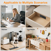 Regleta Empotrable con 2 Tomas de Corriente y 2 Puertos USB, Enchufe de Escritorio Empotrado con Cable de Alimentación para Oficina, Mesa de Conferencias, Isla de Cocina
