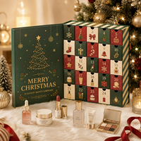 Boîte cadeau calendrier de l'avent de Noël personnalisée, 24 jours, emballage rigide à tiroir magnétique pour cosmétiques, soins de la peau, maquillage