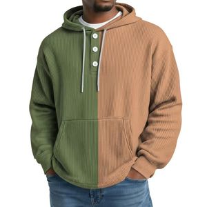 Sweat-shirt à capuche pour homme personnalisé avec impression 3D, fermeture éclair et bouton, tissu gaufré - Product Image 5