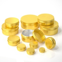 Boîte en aluminium ronde dorée avec couvercle pour cosmétiques, disponible en 5g, 10g, 20g, 25g, 30g, 50g, 60g, 80g, 100g, 150g, 250g, 1oz, 2oz