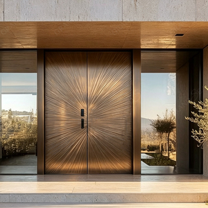 Porta d'Ingresso Blindata di Lusso in Alluminio Pressofuso, Opulenta Porta di Sicurezza a <span class=keywords><strong>Doppia</strong></span> <span class=keywords><strong>Anta</strong></span> in Acciaio, Porta d'Ingresso Pivotante - Product Image 3