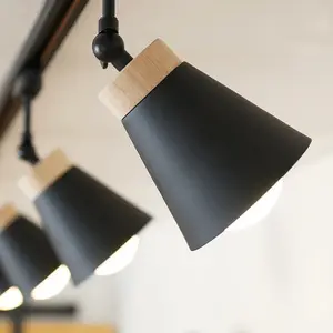 LED Rail Spotlight Living Room Restaurant Wooden Ceiling Lights For Commercial Shop Decor Spotlights Bulb