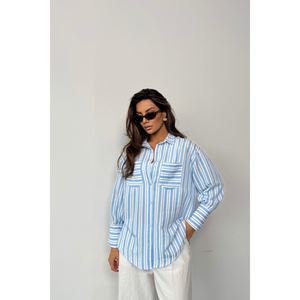 Blusa a Rayas Azul para Mujer - Product Image 6