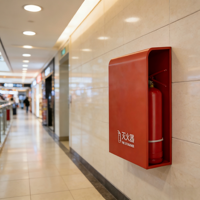 Armoire d'extincteur en acier au carbone durable, peinte en rouge/noir/blanc, équipement et accessoires de lutte contre l'incendie
