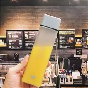 Wholesale Eco-Friendly Cartoon Style Leak-proof Outdoor Sports Portable Square Frosted Plastic Bottle Transparent Fruit Travel - Product Image 5
