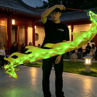 Ruban lumineux LED pour danse du dragon chinois avec bâton, serpent lumineux Poi sans tête de dragon, accessoires de performance de fitness en extérieur