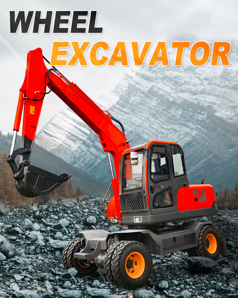 China factory 60 75 Mini Digger Wheeled Excavators Hydraulic Wheel Excavator