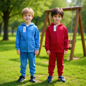 Tuta in Pile per Ragazzi Te169r con Zip Integrale e Cappuccio, Tinta Unita, Casual, per Autunno, con Tasche Laterali, Vestibilità Regolare, 100% Poliestere - Product Image 2