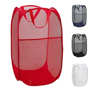 Pop-up Clothes Hampers Popup Laundry Hamper Hot Sale Folding With Portable Handle Collapsible Mesh Home Laundry Bag Basket