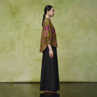 100% Maulbeerseide Traditionelle Naturfärbung Umweltfreundliche Chinesische Art Stehkragen Kurzarm Bunte Freizeitjacke