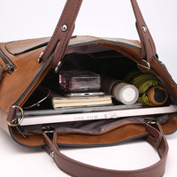Sac fourre-tout rétro en PU grande capacité 2026 pour femme, style européen et américain, étanche avec fermeture éclair, bandoulière unique, nouveauté