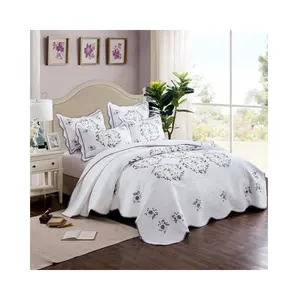 Hot Selling Floral Quilted Comforter Bedspread Soft Microfiber Floral Quilted Bedspread Customized