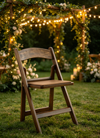 Chaise pliante d'événement hôtelier et de mariage, en résine imitation bois, empilable, durable, pour usage commercial extérieur
