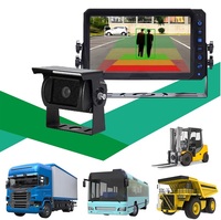 Système de caméra sans fil à vision quadruple IP69K 7 pouces | Transmission sur 300 m | Boîtier magnétique | Connecteur personnalisé pour camion, chariot élévateur, remorque, bus