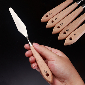 Xin Bowen Sinh Viên Nghệ Sĩ Đất Sét Công Cụ 5-Mảnh Thép Không Gỉ Palette Knife Set Gỗ Xử Lý Palette Scraper Cho <span class=keywords><strong>Panting</strong></span> - Product Image 4