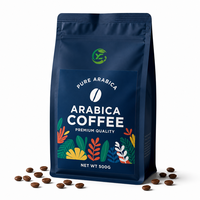 Sachet de café à fond plat imprimé sur mesure, pochette verticale refermable à huit soudures latérales, emballage pour grains de café, sac en aluminium de qualité alimentaire