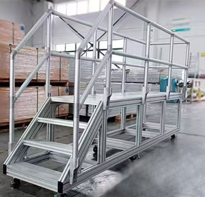 Escalera de seguridad móvil de plataforma cruzada de aleación de aluminio personalizada con pasamanos doblados y cortados para adaptarse al mantenimiento - Product Image 5