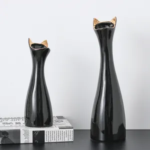 Design moderne Dekoration Katzen form Blumenvase goldene Keramik vase für Wohnkultur
