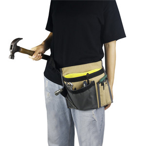 Canvas <b>Tool</b> Waist Bag 12 Oz Adjustable Strap Khaki Black 5-9 Pockets For Plumber Outdoor Use - Product Image 2