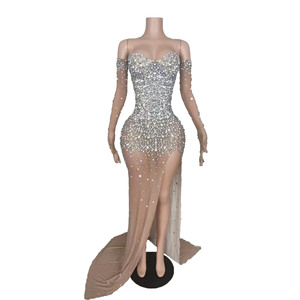 Femmes Performance Festival Outfit Full Rhinestones Party Dress Nightclub Bar Jazz Dance Costume Stage Catwalk Outfit - Product Image 1