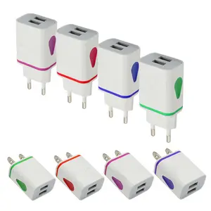 US EU Plug 5V2A Universal Dual Usb Ports wall charger Power Adapter Socket Mobile Phone Travel Wall Charger with LED