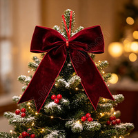 Noeuds en ruban de velours écologiques pré-noués 100% polyester, décoration de sapin de Noël, rouge foncé, ornements de couronne, emballage cadeau